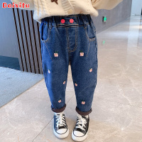 MinanSer童装女童裤子秋冬装加绒加厚儿童裤子女牛仔裤女宝宝衣服冬季运动幼童中小童秋款1-7岁女孩裤子冬季新品
