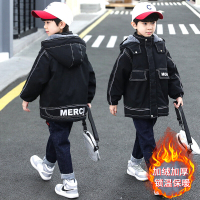 MinanSer男童棉衣加绒外套秋冬季洋帅气中大童羽绒棉服厚冬装胖男孩儿童派克服冬季新品