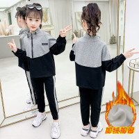 MinanSer童装女童套装2021秋冬新款中大童套装秋冬装时髦洋气运动休闲加绒卫衣长裤小女孩两件套冬季新品
