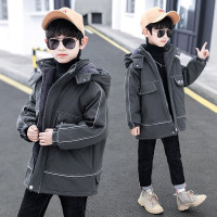 MinanSer童装男童外套冬装2021秋冬新款韩版儿童外套加绒加厚中长款小男孩中大童时尚保暖风衣休闲棉服冬季新品