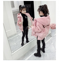 MinanSer女童秋冬加厚外套2021年新款中童夹棉大衣11岁女孩风衣13棉衣冬季新品