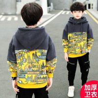 MinanSer男童加厚加绒卫衣秋冬款7中大儿童夹棉套头衫10男孩上衣9十14岁潮冬季新品