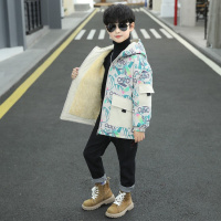 MinanSer童装 男童加绒加厚棉服中大童洋气2021年新款韩版迷彩棉衣男孩冬季中长款保暖外冬季新品