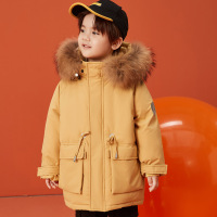 MinanSer儿童羽绒服男童中长款中小童2021年新款洋气潮白鸭绒冬装时尚外套冬季新品