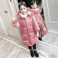 MinanSer女童棉衣冬装2021新款童装中长款外套时髦洋气金丝绒儿童羽绒棉潮冬季新品