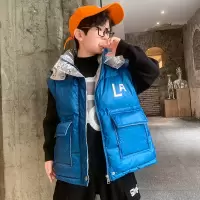 MinanSer男童秋冬羽绒棉服马甲工装2021年新款中大童潮外穿男孩棉服洋气春秋冬季新品