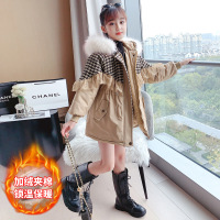 MinanSer女童兔毛衣中大童夹兔毛派克服2021新款加厚翻领兔毛服韩版兔毛袄外套冬季新品