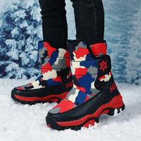 MinanSer品质儿童雪地靴女童冬季长靴子男童迷彩加绒加厚小童棉鞋宝宝冬季新品
