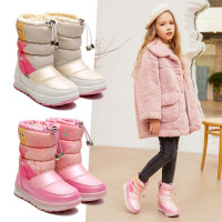 MinanSer童鞋女童靴子儿童雪地靴2021冬季新款中大童女孩中筒加绒保暖羊毛公主风棉鞋冬季新品