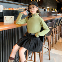 MinanSer童装女童T恤2021秋冬季新款儿童韩版高领打底衫中大童女孩百搭休闲打底上衣冬季新品