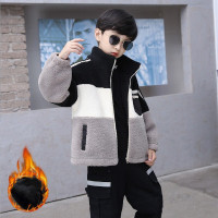 MinanSer童装男童外套秋冬装2021新款羊羔绒洋气潮男孩冬季加绒加厚儿童夹克冬季新品