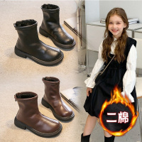 MinanSer童鞋女童靴子2021冬季新款儿童韩版加绒马丁靴中大童女孩时尚棉鞋宝宝短棉靴子冬季新品