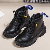 MinanSer[牛皮] 女童靴子 秋冬加绒马丁靴女儿童靴子女靴厚底休闲短靴二棉中大童鞋保暖舒适棉鞋防水冬季新品