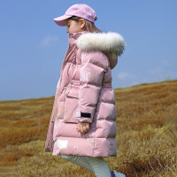 MinanSer儿童羽绒服中长款女童加厚保暖连帽羽绒外套2021新款宝宝小天使冬装冬季新品