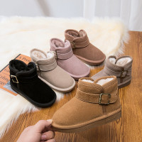 MinanSer儿童雪地靴 男女童皮毛一体棉鞋童鞋宝宝皮冬季加绒中大童靴子冬季新品