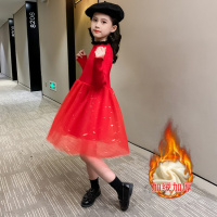 MinanSer女童网纱裙套头毛衣连衣裙2021年新款秋冬洋气加厚大童套头加绒针织毛衣裙儿童洋气打底衫潮冬季新品