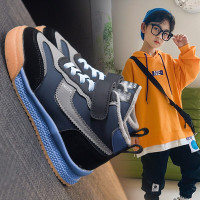 MinanSer童鞋男 2021冬季新款加绒皮面中大童儿童运动鞋小男孩加绒保暖棉鞋小学生休闲二棉旅游鞋童鞋女冬季新品