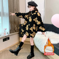 MinanSer女童卫衣外套加绒加厚秋冬装新款儿童卫衣连衣裙中长款童装女毛毛衣10韩版百搭小女孩上衣3-15岁冬季新品