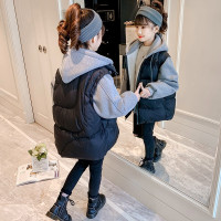 MinanSer童装女童外套2021秋冬新款时尚加厚保暖外套中大童假两件拼接棉衣学生休闲韩版外套冬季新品