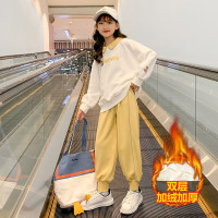 MinanSer童装秋冬季女童加绒加厚卫衣套装小女孩韩版长袖长裤两件套休闲保暖套装8-10-12-15岁冬季新品
