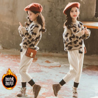 MinanSer童装女童套装秋冬装2021新款时髦儿童毛衣套装中大童女孩冬季加厚加绒两件套衣服3-14岁冬季新品