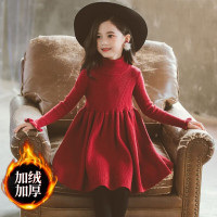 MinanSer童装女童毛衣女孩子毛衣连衣裙2021新款秋装女童连衣裙冬装韩版网红女孩洋气公主裙冬季新品