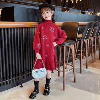 MinanSer童装女童毛衣连衣裙儿童秋冬装雪花针织裙子3-12岁小女孩中大童时尚韩版网红潮服冬季新品