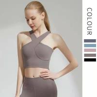 2021春夏瑜伽服女网红性感专业时尚气质带胸垫美背健身运动套装(背心+裤子)