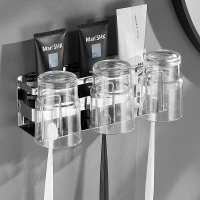 可高(KGao)卫生间牙刷杯架免打孔304不锈钢漱口杯套装收纳架电动牙刷置物架