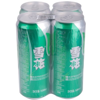 雪花啤酒清爽拉罐四连包500ml*4听(不兑奖)