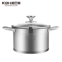 德国康巴赫 欧式汤锅5L 纯净304不锈钢 加厚一体锅身 炖蒸一体