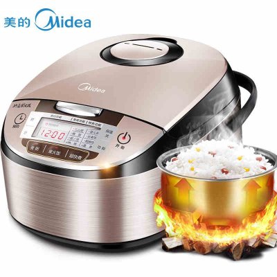 美的(Midea)电饭煲锅MB-WFS4029拉丝不锈钢机身 立体加热 圆灶釜内胆 4L家用电饭锅智能3人-4人