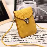 编织小方包迷你斜跨包手机包 韩版女时尚锁扣迷你小包包
