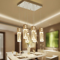 苏宁优购  创意轻奢餐厅吊灯现代简约三头饭厅水晶餐桌灯个性单头吧台小吊灯