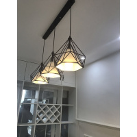 苏宁优购  北欧现代简约餐厅吊灯创意三头loft灯具艺术钻石铁艺吧台个性灯饰