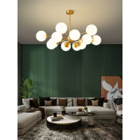 苏宁优购  北欧全铜客厅吊灯现代简约轻奢水晶家用大气餐厅卧室分子魔豆灯具