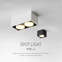 苏宁优购  明装筒灯客厅无主灯照明盒子灯双头斗胆灯格栅灯过道玄关吸顶射灯