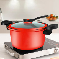 微压锅(22CM 红色)焖烧炖汤多用不粘微压力锅 汤锅 平底不挑灶具 三色可选 (8件/箱)