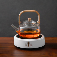 银器 货号Q3 桃心白电陶炉+900ml提梁壶[套装]黑色微晶面板 一机多用 800W快速加热 高硼硅壶玻璃壶