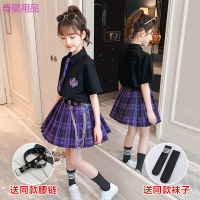 女童套装夏装新款洋气夏季学院风jk制服裙儿童网红大童两件套