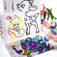 儿童免烤玻璃胶画烤画套装套餐DIY手工涂色油膏颜料