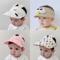 儿童帽子夏防晒男女宝宝草帽空顶可爱超萌遮阳太阳凉帽婴儿薄款帽