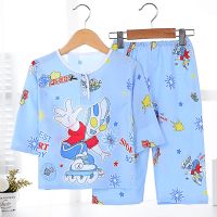夏季儿童睡衣套装奥特曼男童女童绵绸公主恐龙男孩长袖小宝宝薄家居服