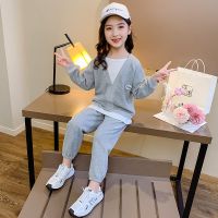女童运动套装春夏装新款休闲女孩假两件中大童洋气宽松两件套