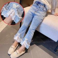 女童牛仔裤春秋新款中大童阔腿裤女孩外穿洋气高腰弹力休闲喇叭裤