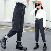 女童牛仔裤秋冬新款长裤韩版时髦中大童宽松裤儿童弹力裤子