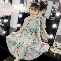 女童连衣裙新款夏装儿童洋气过膝长裙子中大童女孩雪纺公主裙