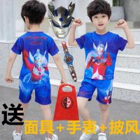 奥特曼衣服儿童夏装套装 男孩速干T恤男童赛罗超人卡通短袖两件套