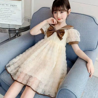 女童洋气夏装连衣裙年新款时髦网红中大童薄款网纱蓬松裙子潮