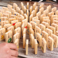 [新品直营]积木玩具骨牌100片双面汉字数字学习水果动物认知木质